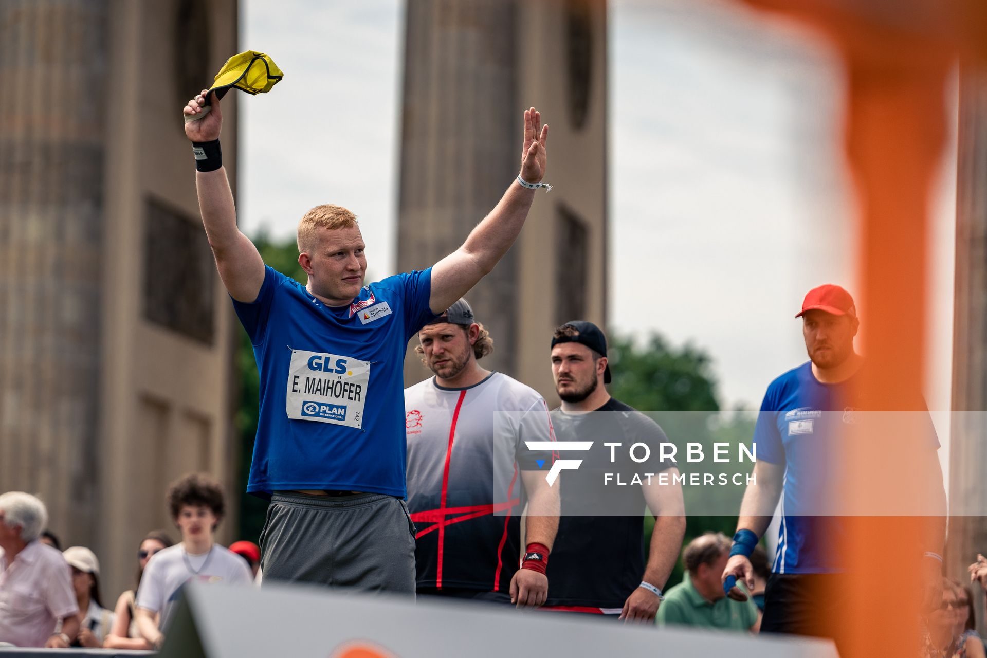 Eric Maihoefer (VfL Sindelfingen) beim Kugelstossen waehrend der deutschen Leichtathletik-Meisterschaften auf dem Pariser Platz am 24.06.2022 in Berlin